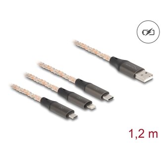 DeLOCK Delock USB RGB Charging Cable 3 in 1 Type-A to Lightning™ / Micro USB / USB Type-C™ 1.20 m