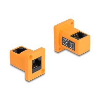 DeLOCK Delock D-Type Module RJ45 jack to jack 90° angled orange