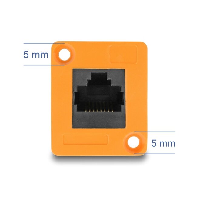 Delock D-Type Module RJ45 jack to jack 90° angled orange