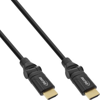 InLine® HDMI rotatiekabel, InLine®, High Speed HDMI® kabel, type A M/type A M, zwart, gouden contacten, 0,5m