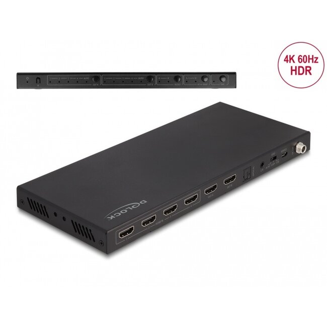 Delock HDMI Matrix Switch 4 x HDMI in to 2 x HDMI out 4K 60 Hz with Audio Extractor