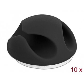 DeLOCK Delock Cable Holder Mini with 2 feed-throughs self-adhesive Set 10 pieces black