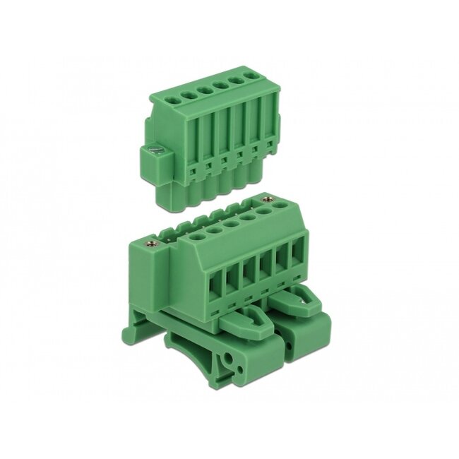 Delock Terminal block set for DIN rail 6 pin with screw lock