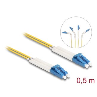 DeLOCK Delock Optical Fiber Cable LC Duplex to LC Duplex singlemode OS2 angled 0.5 m