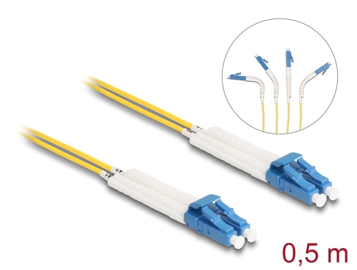 Delock Optical Fiber Cable LC Duplex to LC Duplex singlemode OS2 angled 0.5 m |