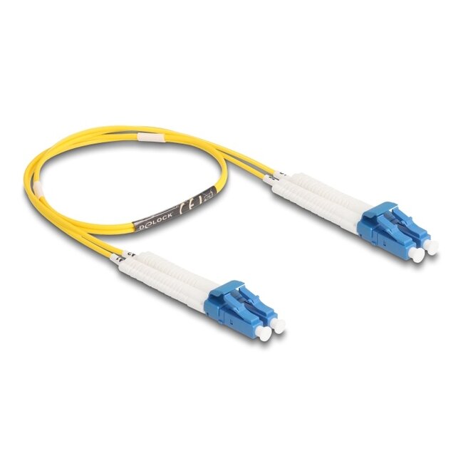 Delock Optical Fiber Cable LC Duplex to LC Duplex singlemode OS2 angled 0.5 m