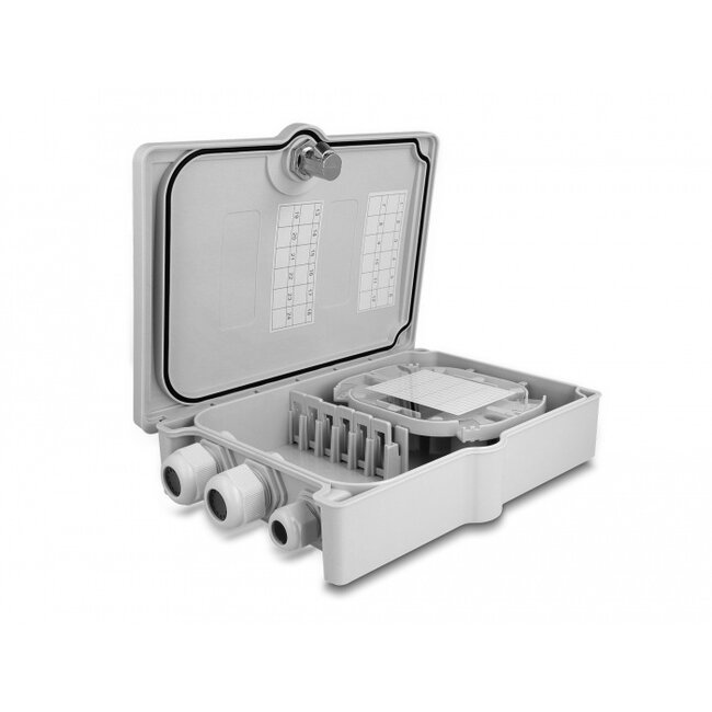Delock Fiber Optic Distribution Box for indoor and outdoor IP55 waterproof lockable 6 port grey