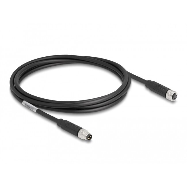 Delock M8 3 pin Cable A-coded male to female PUR (TPU) 2 m
