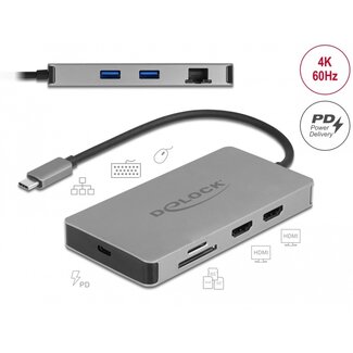 DeLOCK Delock USB Type-C™ Docking Station 4K - Dual HDMI MST / USB 3.2 / SD / LAN / PD 3.0