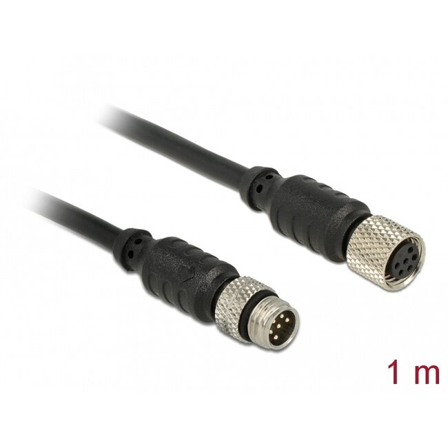 Delock M8 sensor / actuator extension cable 6 Pin Male to 6 Pin Female waterproof 1 m