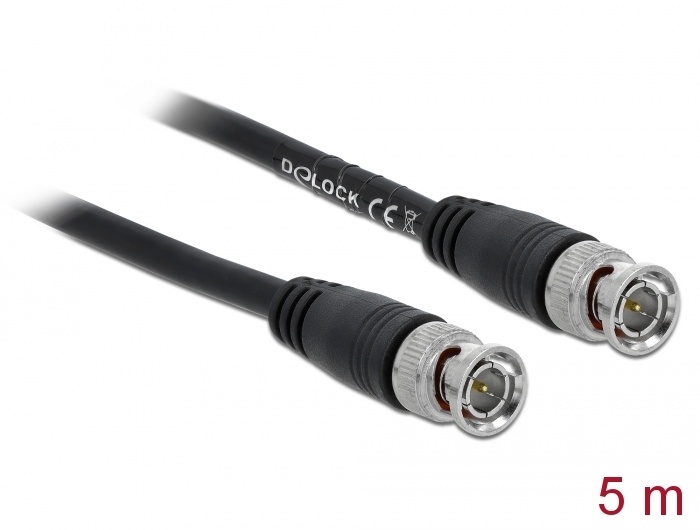 DeLOCK 80084. Lengte snoer: 5 m, Aansluiting 1: BNC, Aansluiting 2: BNC. Aantal per verpakking: 1 stuk(s)
