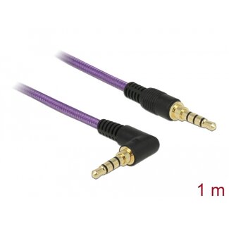 DeLOCK Delock Stereo Jack Cable 3.5 mm 4 pin male > male angled 1 m purple