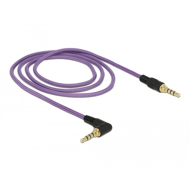Delock Stereo Jack Cable 3.5 mm 4 pin male > male angled 1 m purple