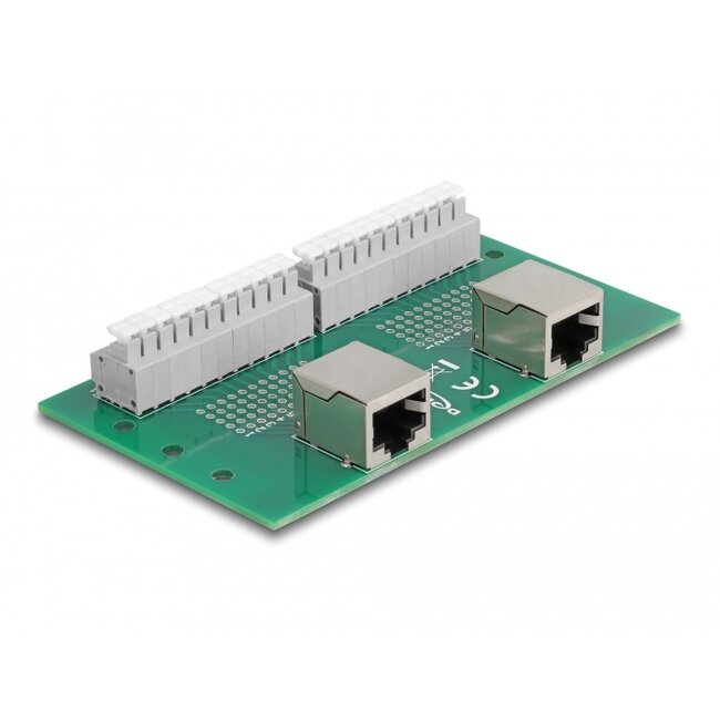 Delock RJ50 2 x female to 2 x Terminal Block with push-button for DIN rail