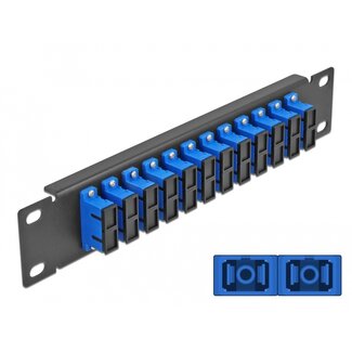 DeLOCK Delock 10″ Fiber Optic Patch Panel 12 Port SC Duplex blue 1U black