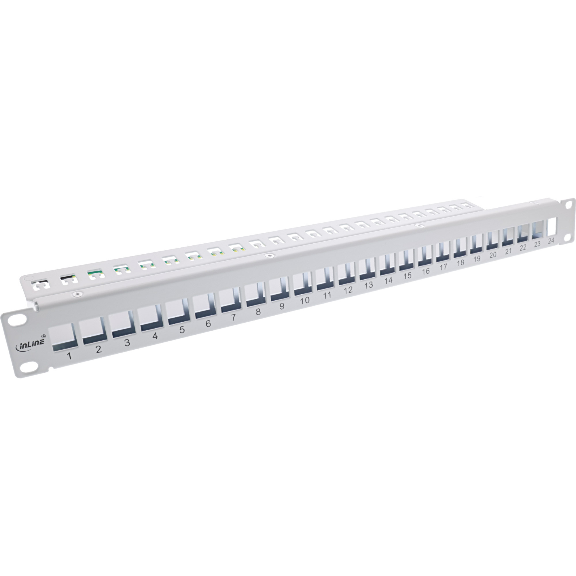 InLine® Blanco patchpaneel 19"(48.26cm), 24-poorts, 1U, lichtgrijs RAL7035 |