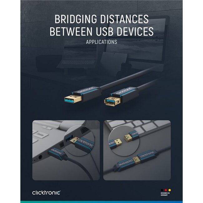 Clicktronic USB-A Extension Cable 3 m