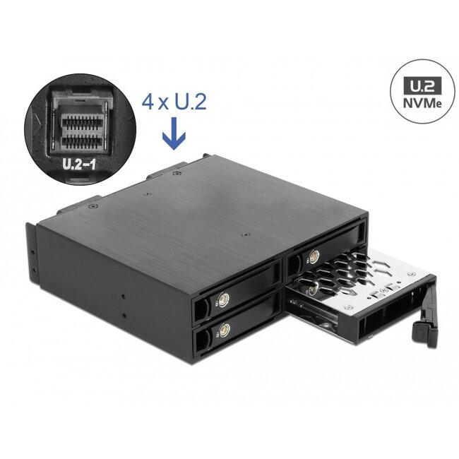 Delock 5.25″ Mobile Rack for 4 x 2.5″ U.2 NVMe SSD with lockable Trays