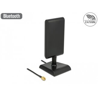 DeLOCK Delock WLAN 802.11 ac/a/h/b/g/n Antenna RP-SMA plug 6 - 9 dBi directional with magnetic base and connection cable (ULA 100, 1 m) black