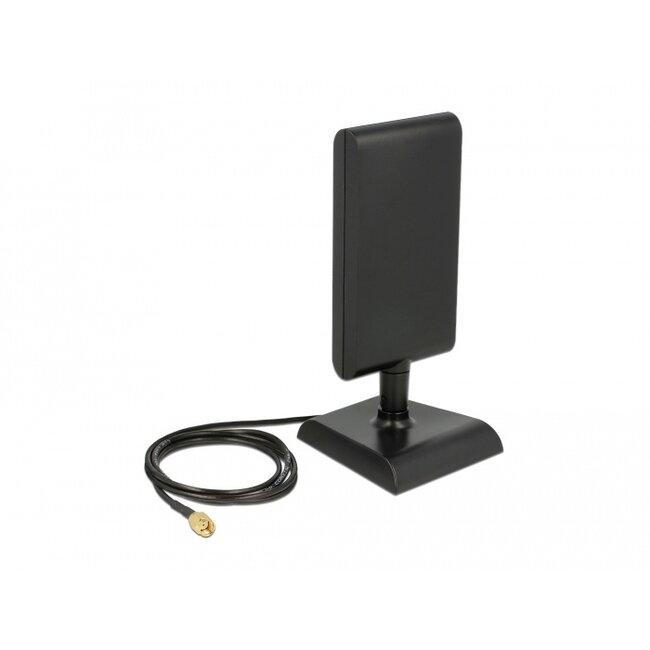 Delock WLAN 802.11 ac/a/h/b/g/n Antenna RP-SMA plug 6 - 9 dBi directional with magnetic base and connection cable (ULA 100, 1 m) black