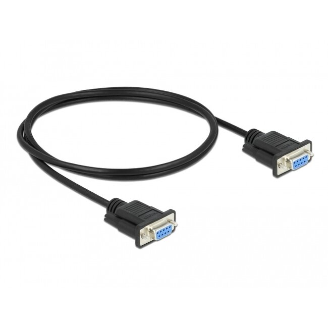 Delock Serial Cable RS-232 D-Sub 9 female to female null modem with narrow plug housing - CTS / RTS auto control - 1 m