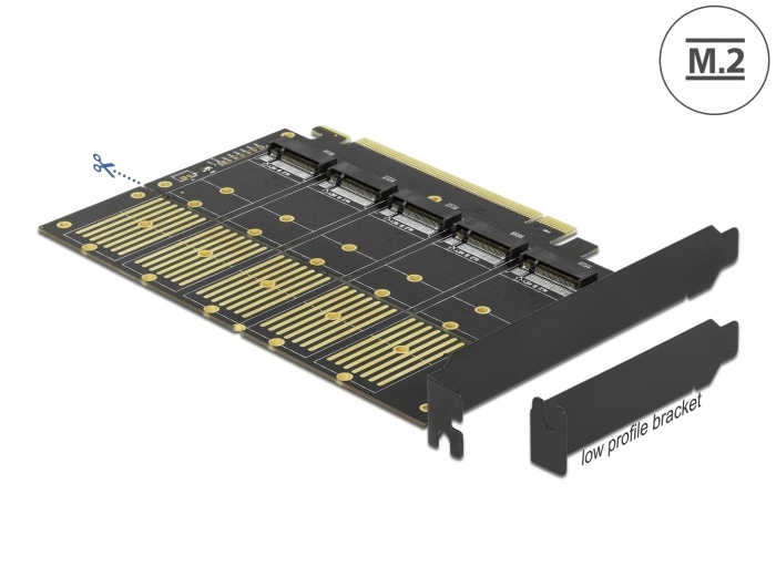 Delock PCI Express x16 Card to 5 x internal M.2 Key B / SATA |