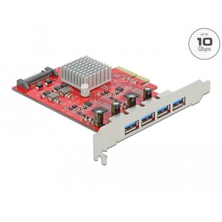 DeLOCK Delock PCI Express x4 Card to 4 x external SuperSpeed USB 10 Gbps (USB 3.2 Gen 2) USB Type-A female