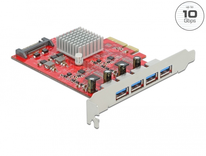 DeLOCK PCIe x4 > 4x extern USB-A 3.2 Gen 2 usb-controller