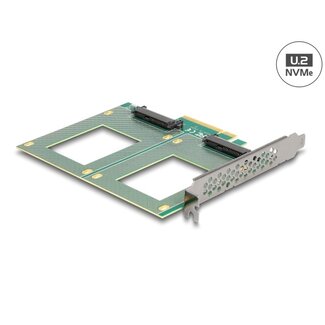 DeLOCK Delock PCI Express 4.0 x8 Card to 2 x internal U.2 NVMe SFF-8639 - Bifurcation (LxW: 144 x 122 mm)