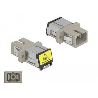 DeLOCK Delock Optical Fiber Coupler with laser protection flip SC Simplex female to SC Simplex female Multi-mode beige