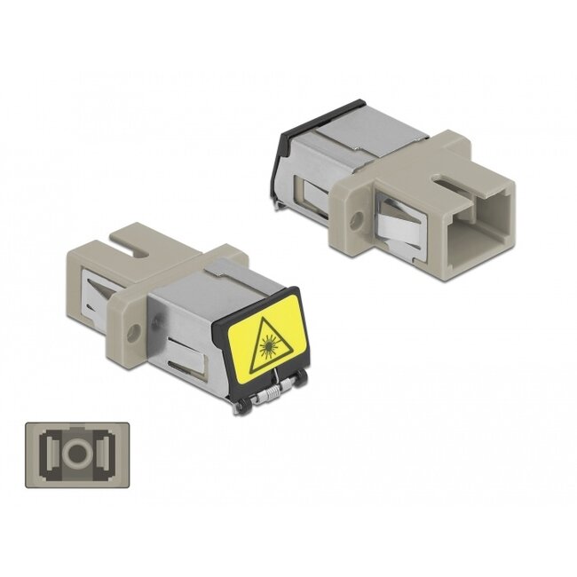 Delock Optical Fiber Coupler with laser protection flip SC Simplex female to SC Simplex female Multi-mode beige