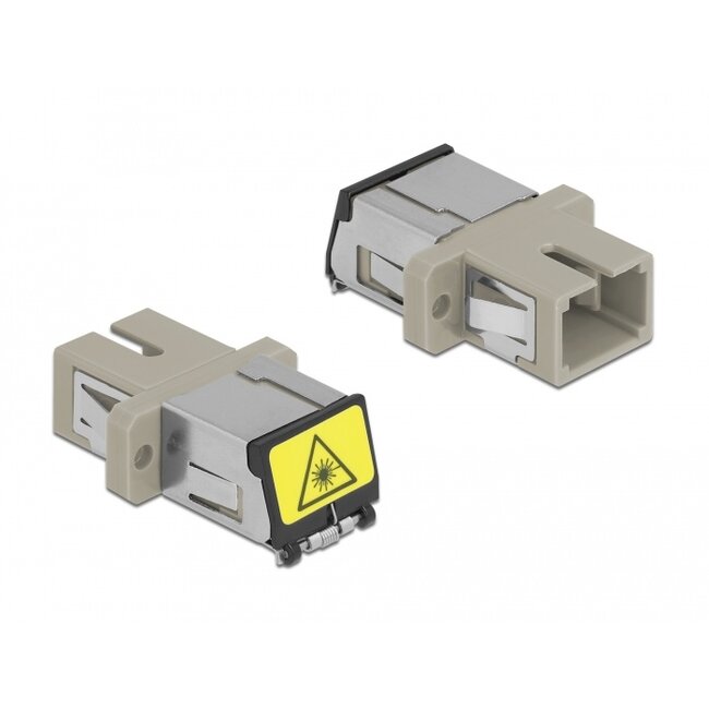 Delock Optical Fiber Coupler with laser protection flip SC Simplex female to SC Simplex female Multi-mode beige