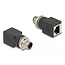 Delock M12 Adapter A-coded 8 pin male to RJ45 jack straight