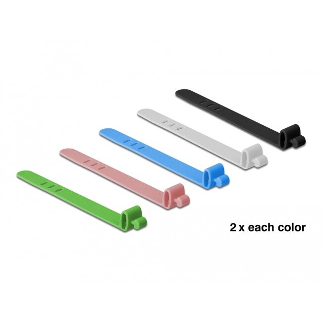 Delock Silicone Cable Ties reusable 10 pieces assorted colors