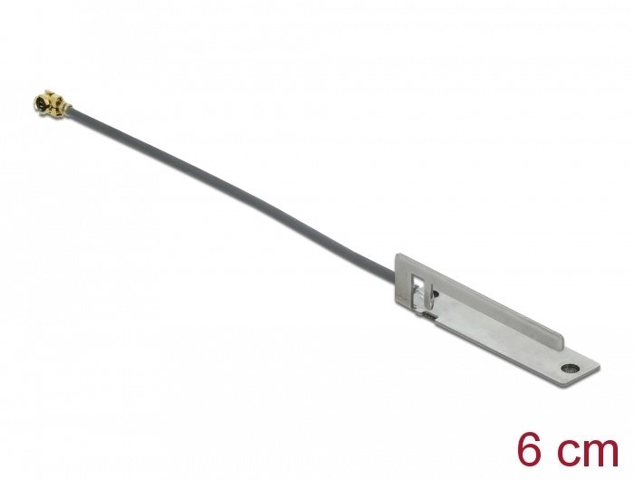 DeLOCK 86136. Versterking antenne (max): -5 dBi. Lengte snoer: 0,06 m. Breedte: 25 mm, Diepte: 6 mm, Hoogte: 6,3 mm