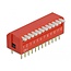 Delock DIP flip switch piano 12-digit 2.54 mm pitch THT vertical red 2 pieces