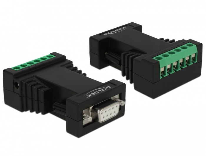 DeLOCK 87686. Aansluiting 1: RS-232, Aansluiting 2: RS-422/485, Contact geleider materiaal: Goud. Kleur van het product: Zwart