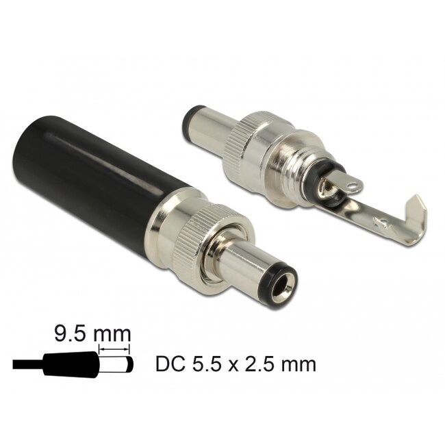 Delock Connector DC 5.5 x 2.5 mm with 9.5 mm length male soldering version