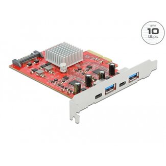 DeLOCK Delock PCI Express x4 Card to SuperSpeed USB 10 Gbps with 2 x USB Type-A and 2 x USB Type-C™ - Dual Channel