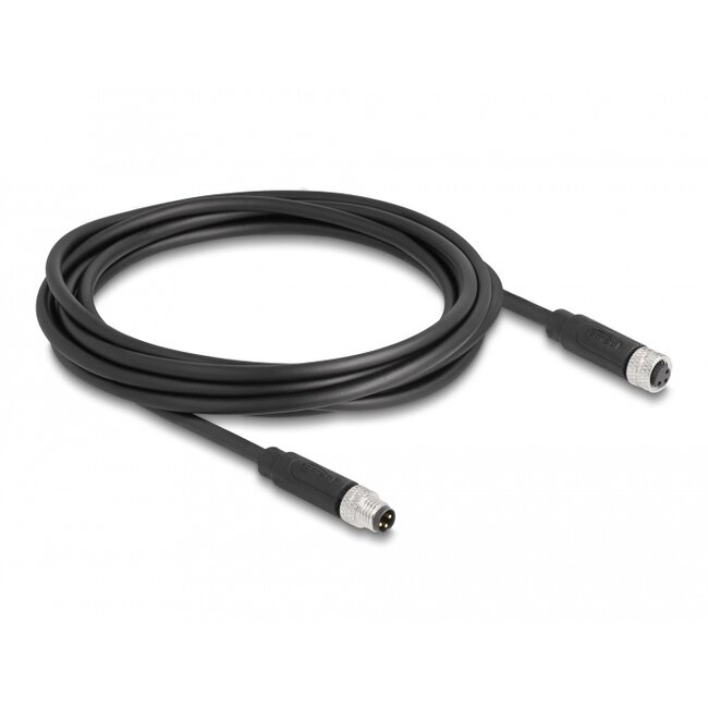 Delock M8 3 pin Cable A-coded male to female PUR (TPU) 3 m