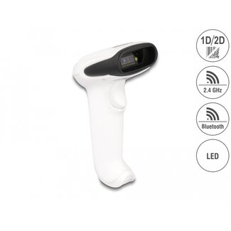 DeLOCK Delock Barcode Scanner 1D and 2D for 2.4 GHz, Bluetooth or USB - white