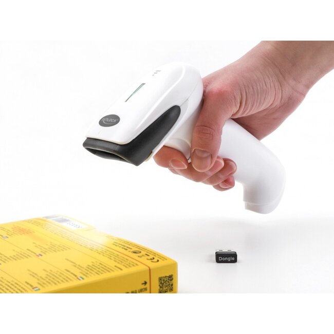 Delock Barcode Scanner 1D and 2D for 2.4 GHz, Bluetooth or USB - white