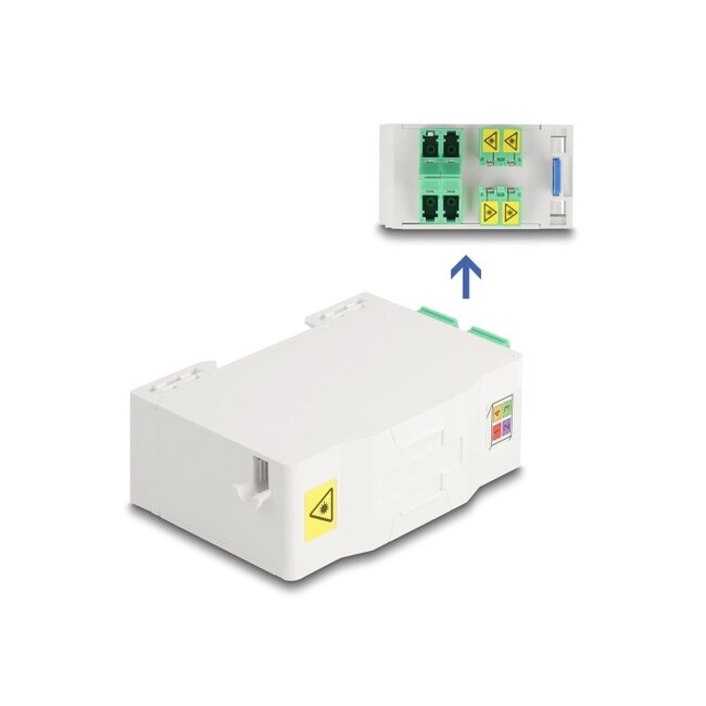 Delock Optical Fiber Connection Box for DIN rail with splice holder and 4 x LC Duplex coupler
