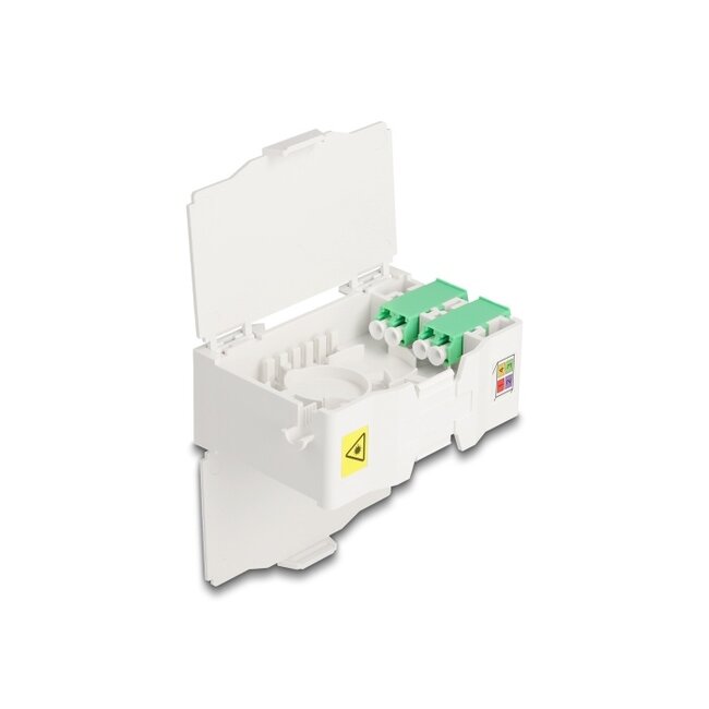Delock Optical Fiber Connection Box for DIN rail with splice holder and 4 x LC Duplex coupler