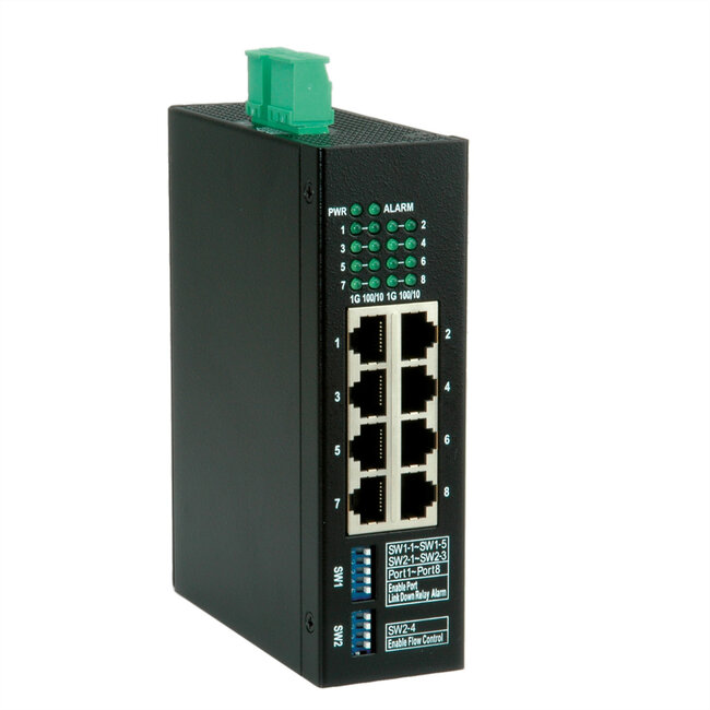 ROLINE Industriële Gigabit Switch, 8x RJ-45