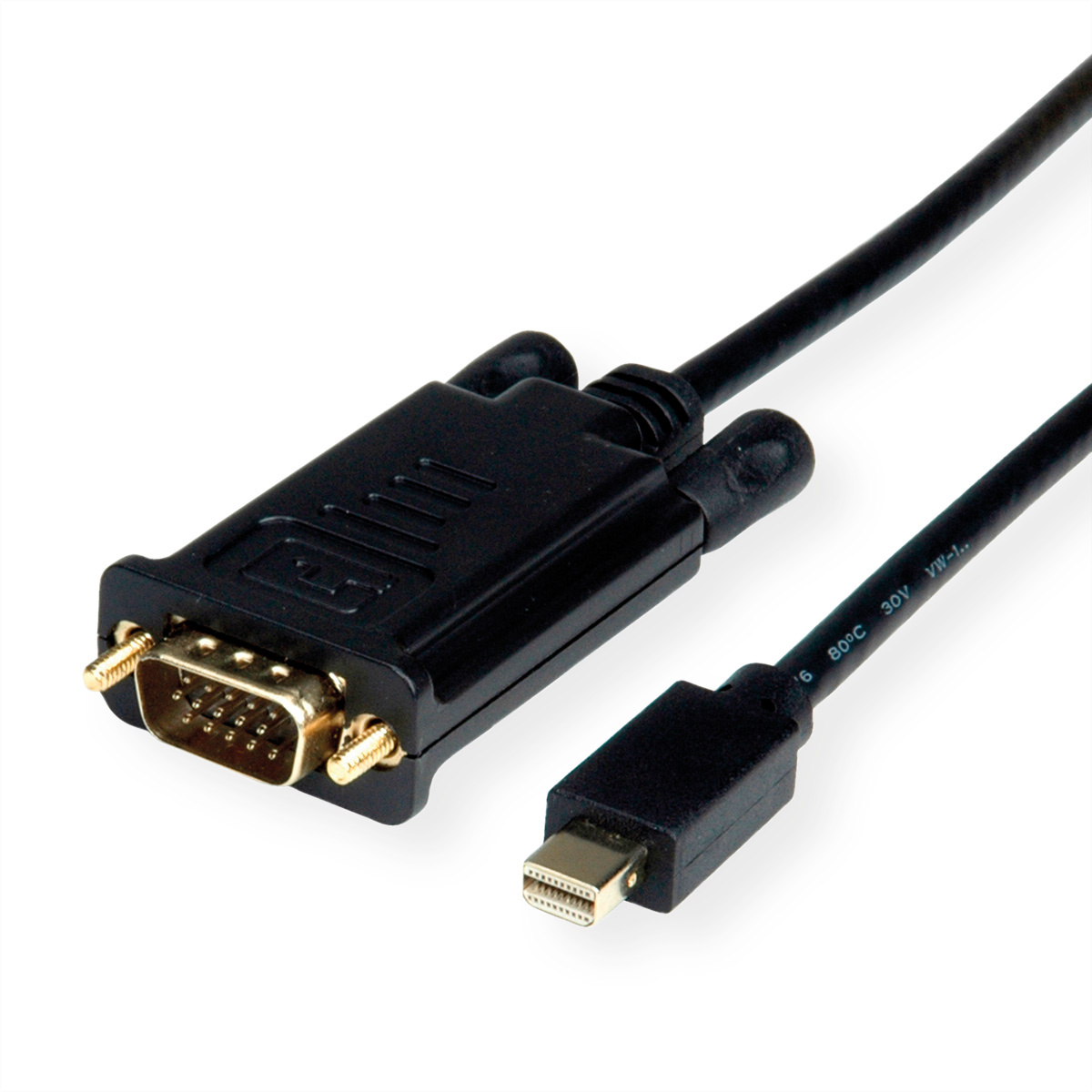 Roline Mini-displayport / VGA Adapterkabel Mini DisplayPort stekker, VGA-stekker 15-polig 1.00 m Zwart 11.04.5975 DisplayPort-kabel