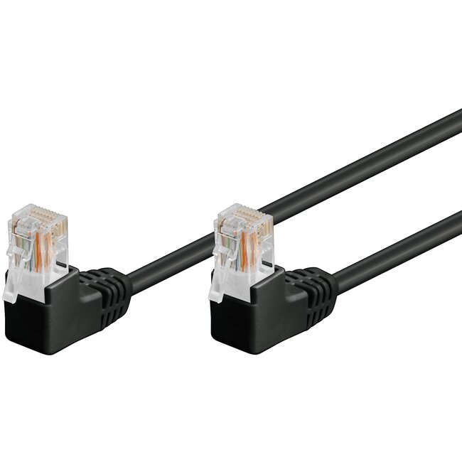 Goobay CAT 5e Patch Cable 2x 90° Angled, U/UTP, black 0.5 m