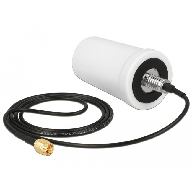 Delock WLAN 802.11 ac/a/h/b/g/n Antenna SMA plug 1.4 - 3.0 dBi omnidirectional with connection cable ULA100 1 m white outdoor