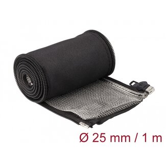 DeLOCK Delock EMI Shielding braided sleeve with zip heat resistant 1 m x 25 mm black