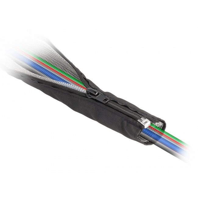 Delock EMI Shielding braided sleeve with zip heat resistant 1 m x 25 mm black